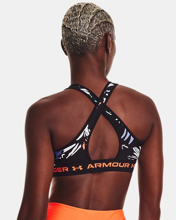 Sujetador deportivo Armour® Mid Crossback Printed para mujer, Black, pdpMainDesktop image number 1